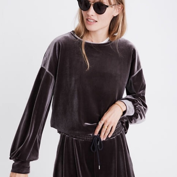 Madewell Tops - Madewell Velvet Balloon-Sleeve Sweatshirt X-Large